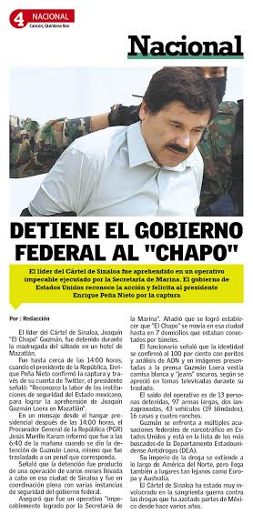 Detiene el gobierno federal al Chapo