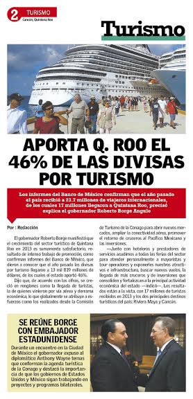 Aporta Q. Roo el 46% de las divisas por Turismo